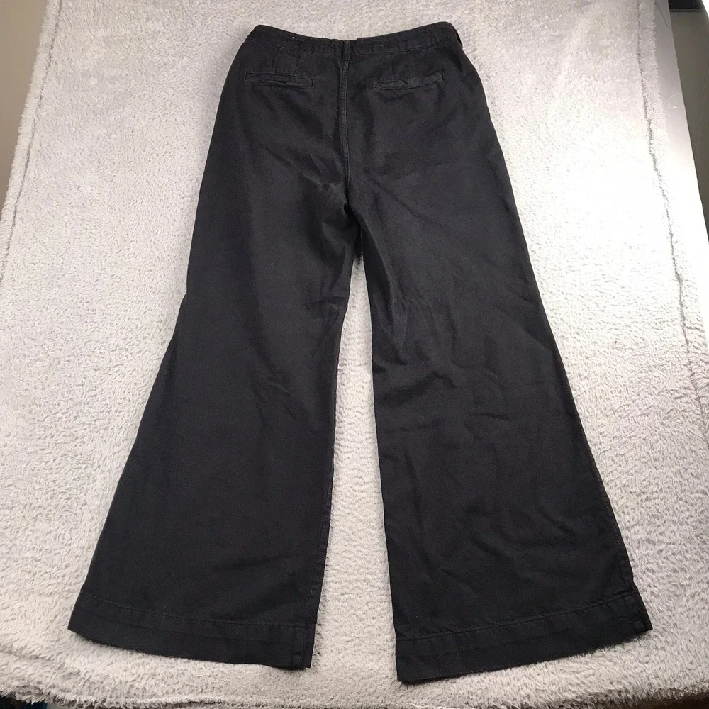 Pilcro Wide Leg Jeans Women 30 (32x31) Black High Rise Bell Bottom Trousers
